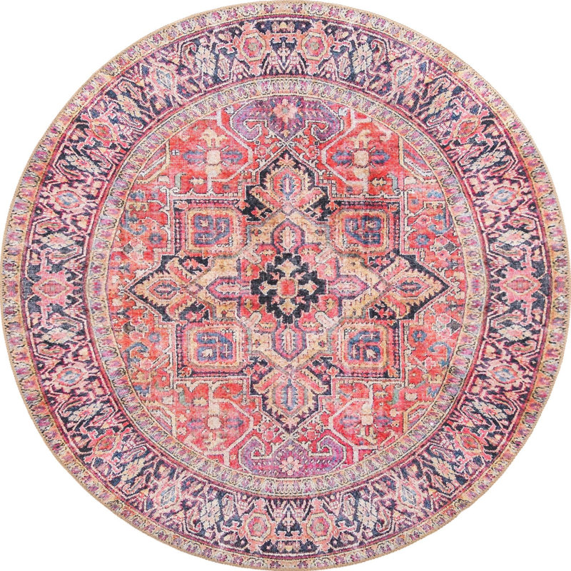 Prague Chenille Oriental Indoor Rug, Round 5'