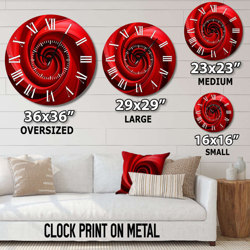 Horloge murale Red Spiral, Surdimensionné