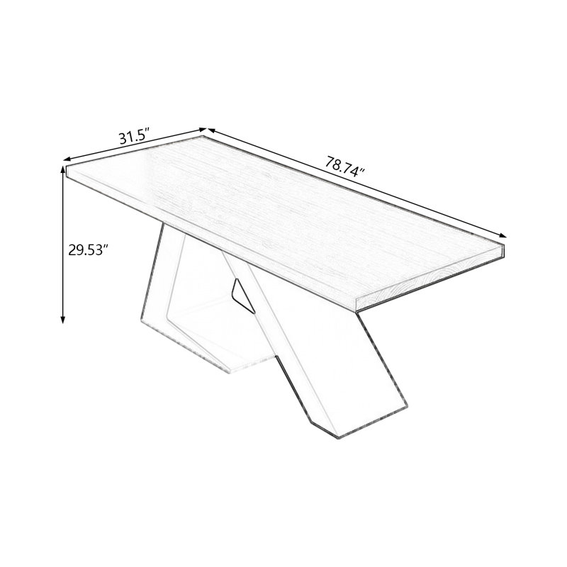 Rectangular Solid Wood+Iron desks, 29.53" H x 78.74" W x 31.50" D, Black