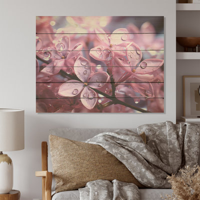 Crystal Lilacs Radiance - Lilacs Wood Wall Art On Natural Pine Wood