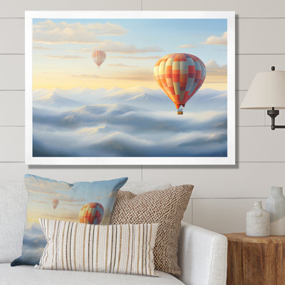 Orange Hot Air Ballon Horizon I - Transportation Canvas Art Print
