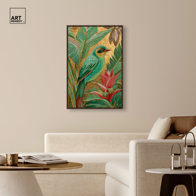 «Shimmering Bird», reproduction sur toile encadrée par Art Remedy, cadre en noyer, 30 x 45, Walnut Frame, H 46 po x l 31 po
