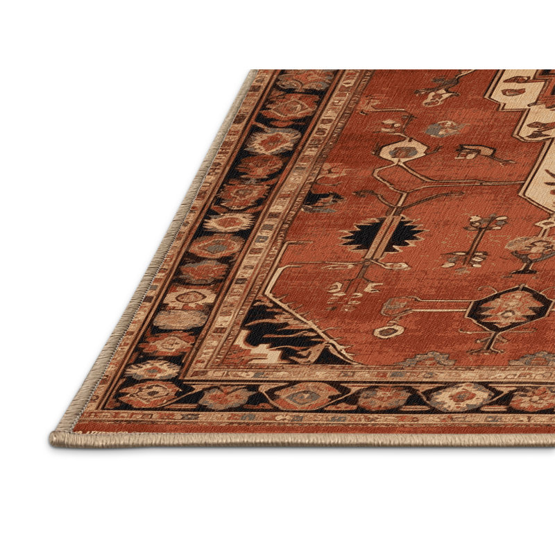 Tapis brun lavable à la machine, Rond 3 pi