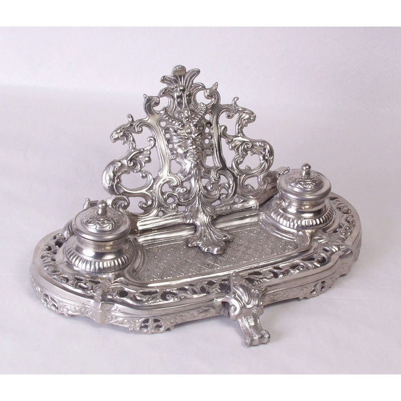 Encrier décoratif double Estabrook, Argent