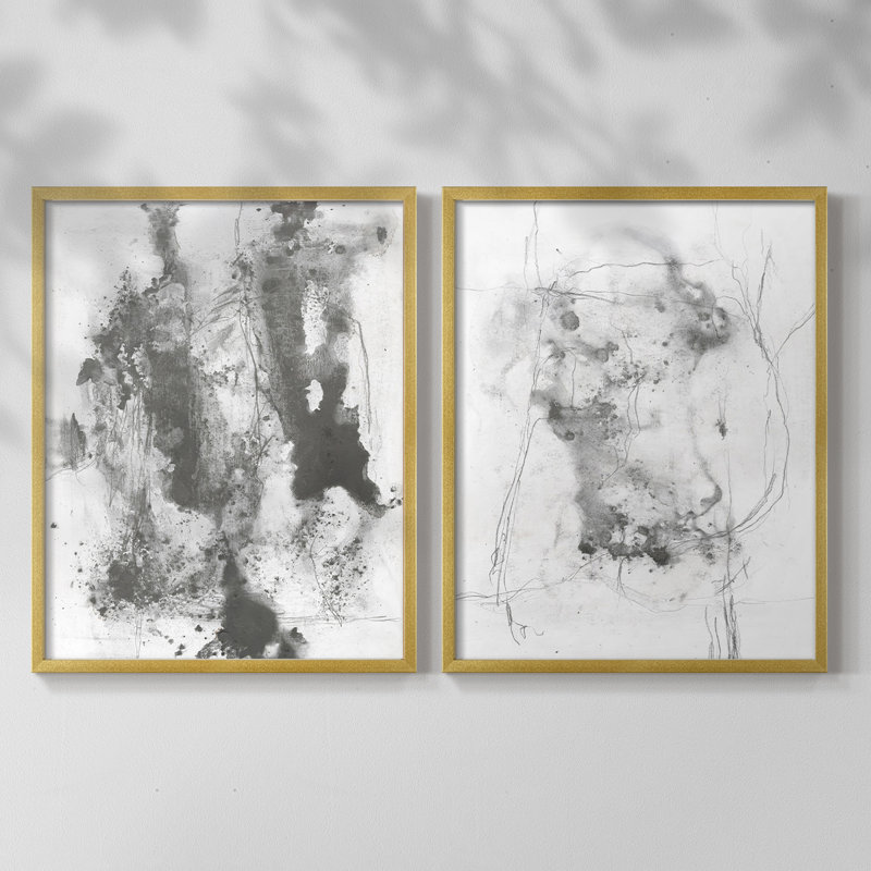 Graphite Abstract III - reproduction encadrée de qualité supérieure - prête à être accrochée - aucun clou requis - aucun clou requis