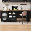 Îlot de cuisine avec table allongée, armoire de rangement, tiroirs, brun rustique et chêne noir-374892674