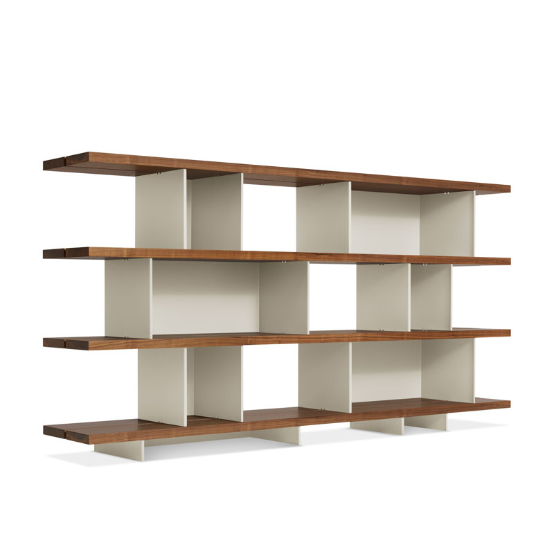 Bibliothèque Happy Day, (4 tablettes) H 41 po x l 81 po x P 14 po, Noyer / mastic