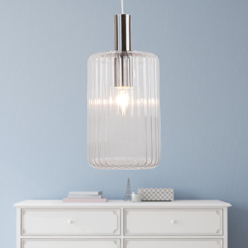 Burvale 1 - Light Single Pendant, Brushed Chrome/Clear