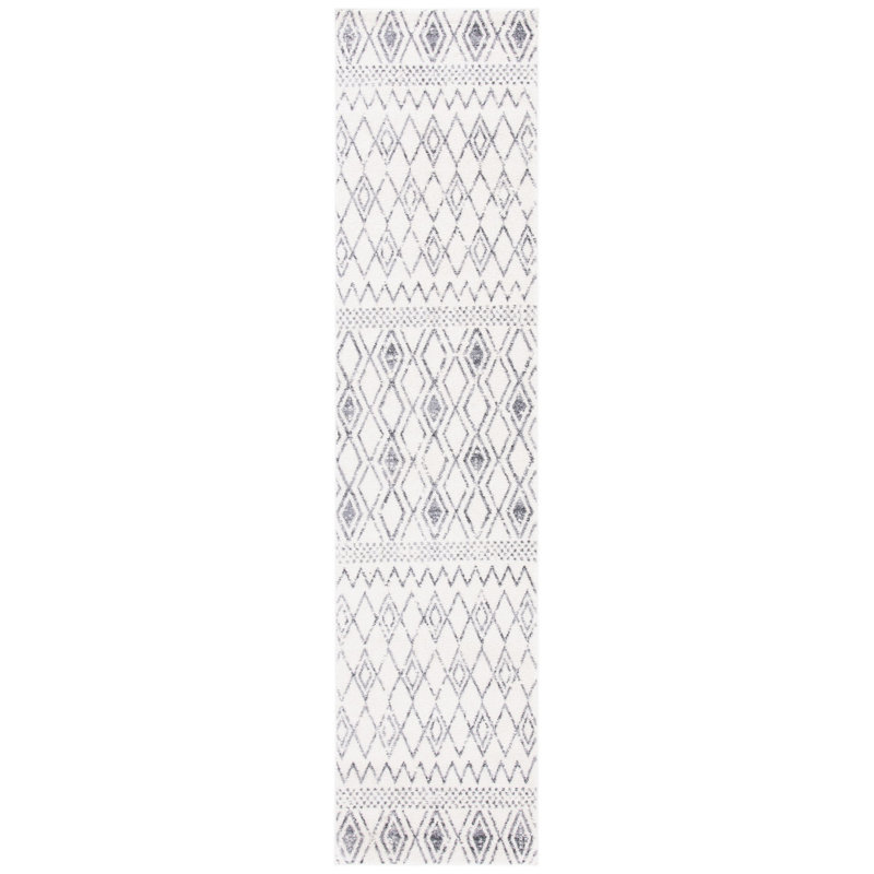 Tapis ivoire / gris Southwestern, Tapis de couloir 2 pi 2 po x 9 pi