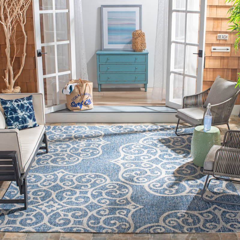 Dellen Performance Geometric Indoor/Outdoor Area Rug, Square 6'7"