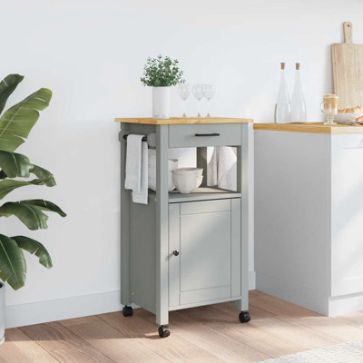 Atifah Rolling Kitchen Cart with Solid Wood Top by Millwood Pines