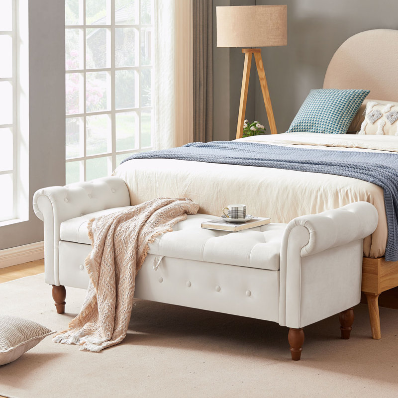 Banc de rangement rabattable, Beige 1