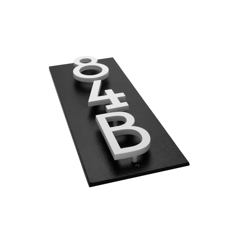 Floating Stand-Off 3-Number Vertical Sign, Black /W/ White Modern Font Numbers, Yes