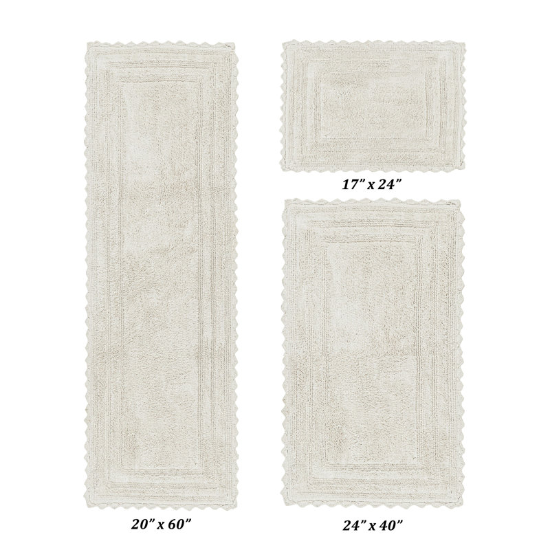 Ensemble de tapis pour salle de bain 100% coton, réversible, super absorbant et très doux lavable à la machine Jacole, idéal pour les zones de douche et de baignoire