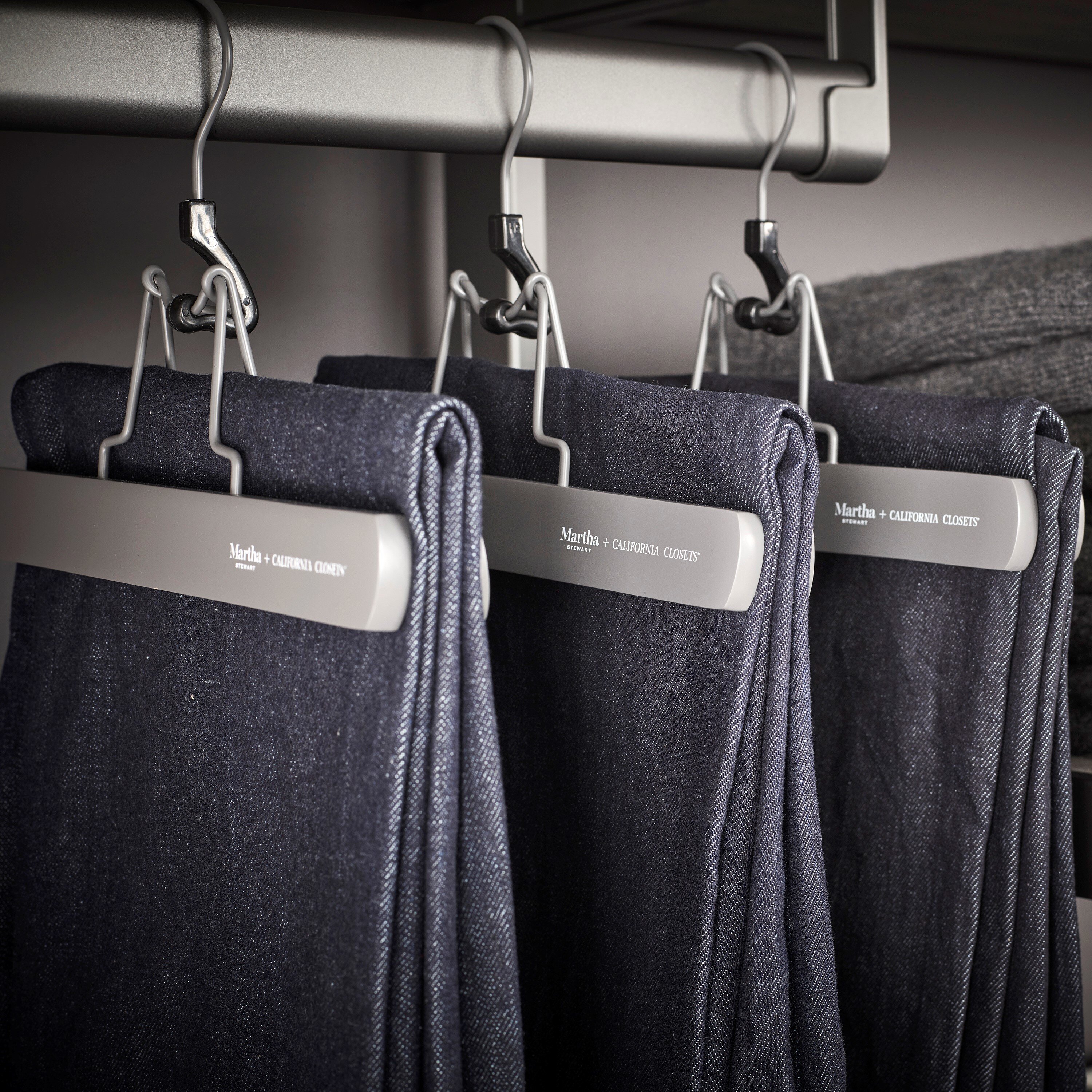 California Closets The Everyday System Wood Non-Slip Standard Hanger for Skirt/Pants (Set of 20) Martha Stewart Color: Gray/Graphite