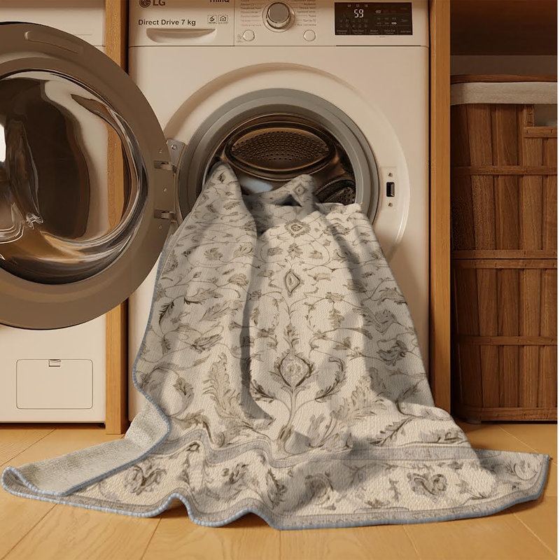 Machine Washable Tabriz Gray Area Rug, Runner 2' x 5'