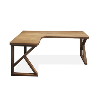 Bureau en bois massif en L Burlywood