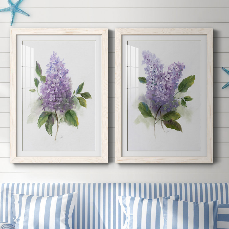 Lilac Romance I - ensemble de 2 reproductions, H 44 po x l 31 po, Impression encadrée avec passe-partout, Érable