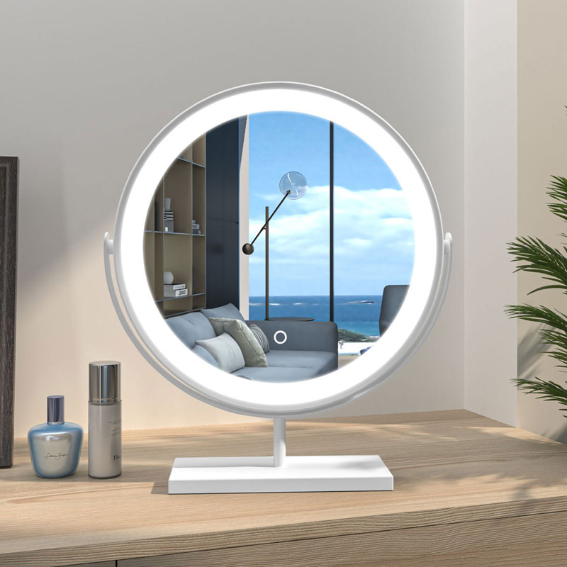 Briselda Round Floor Mirror, White