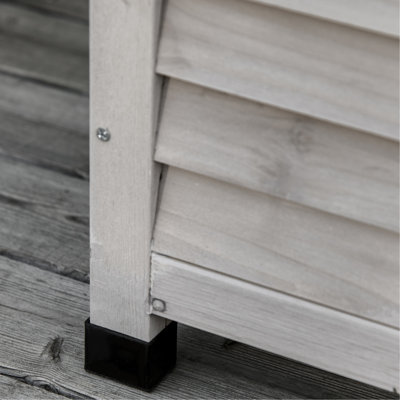 75 Gallon Deck Box Grey - Wooden Outdoor Storage With Aerating Gap & Weather- Texture For Long-Term Endurance To Endure