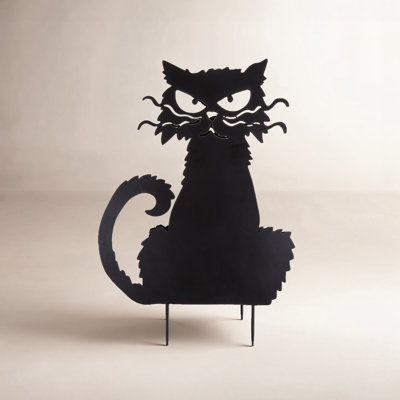 Metal Black Cat Silhouette Yard Stake