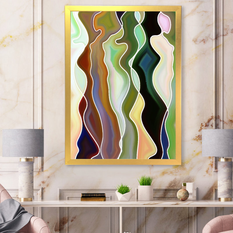 «Abstract Colorful Colorful Curves», impression sur toile, H 40 po x l 30 po, Cadre doré