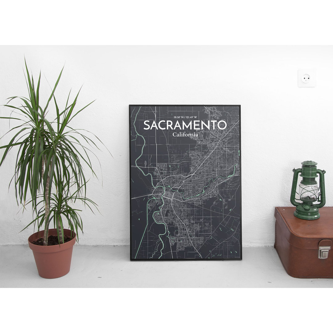 Grafikdruck Sacramento Stadtplan