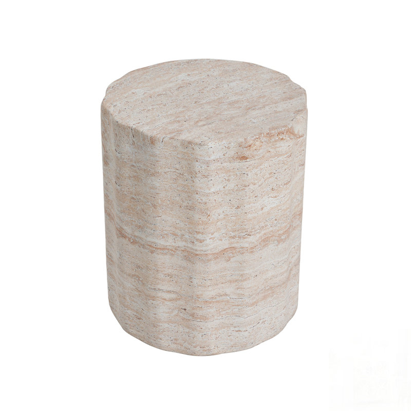 Table d'appoint extérieure / intérieure en béton léger, finition en travertin élégant pour une utilisation polyvalente et durable