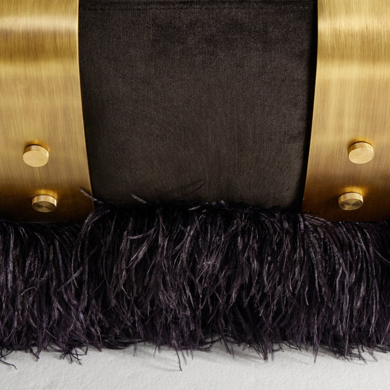 Ostrich Fluff Lounge Chair - Black / Black