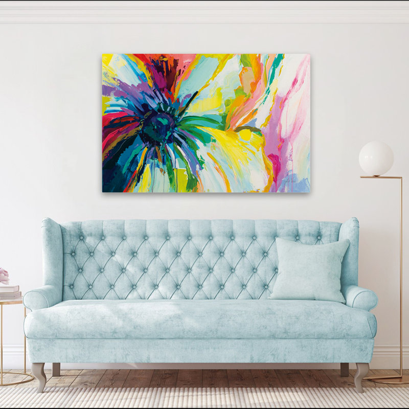 Art abstrait abstrait et turquoise Winsome, H 40 po x l 60 po
