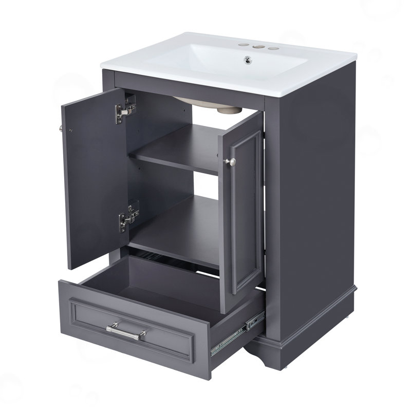Ensemble de meuble-lavabo avec lavabo en céramique, Bleu gris