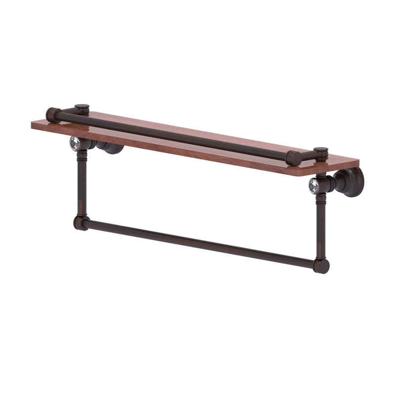 Freyja Ironwood Bracket Shelf with Towel Bar, Venetian Bronze, 5.54" H x 22" W x 7.4" D