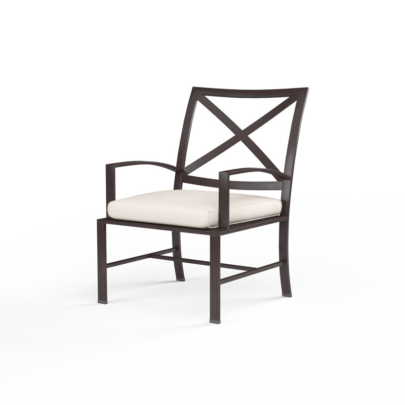 Chaise de terrasse avec coussin Mulcahey, Toile Sunbrella® naturelle