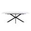 Modern White Marble-Look Extendable Dining Table with Black X-Leg Base