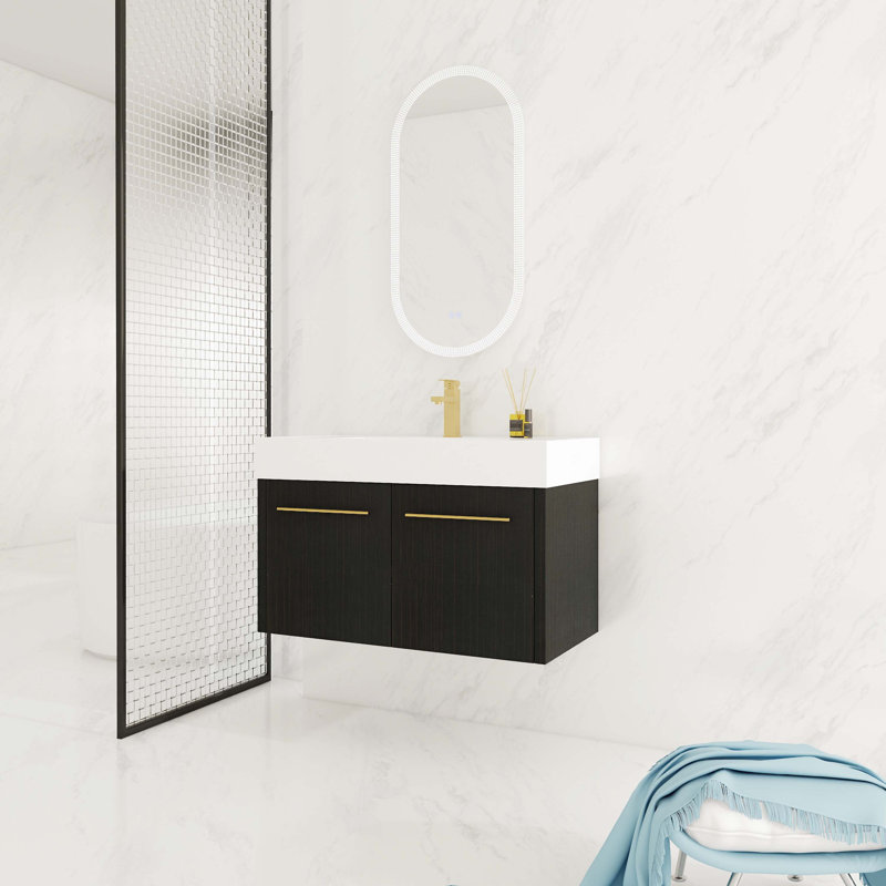 Meuble-lavabo simple avec plateau en bois manufacturé 35,40 po Yosa