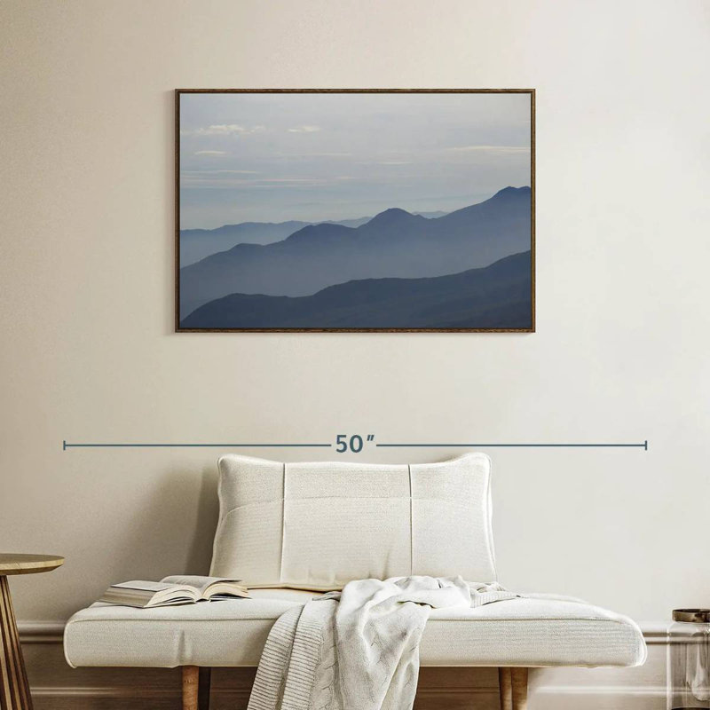 Foggy Mountain Range, 37" X 25", Floating Frame Walnut