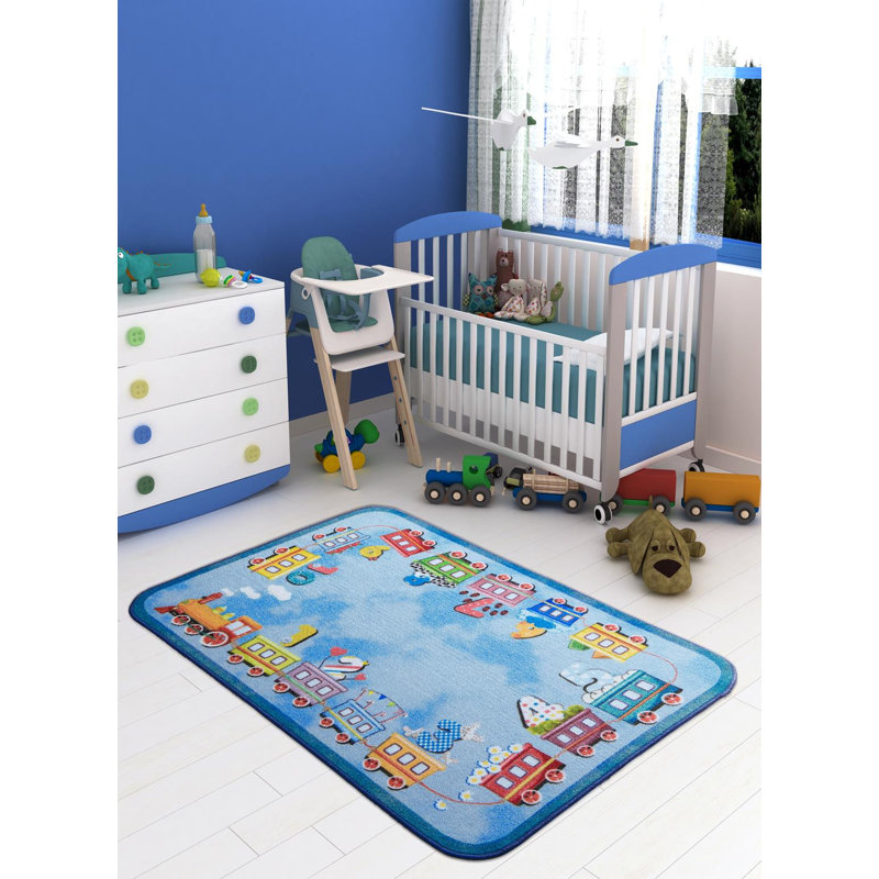 Aruba Tufted Blue/Red/Yellow Rug, Rectangle 200 x 290cm
