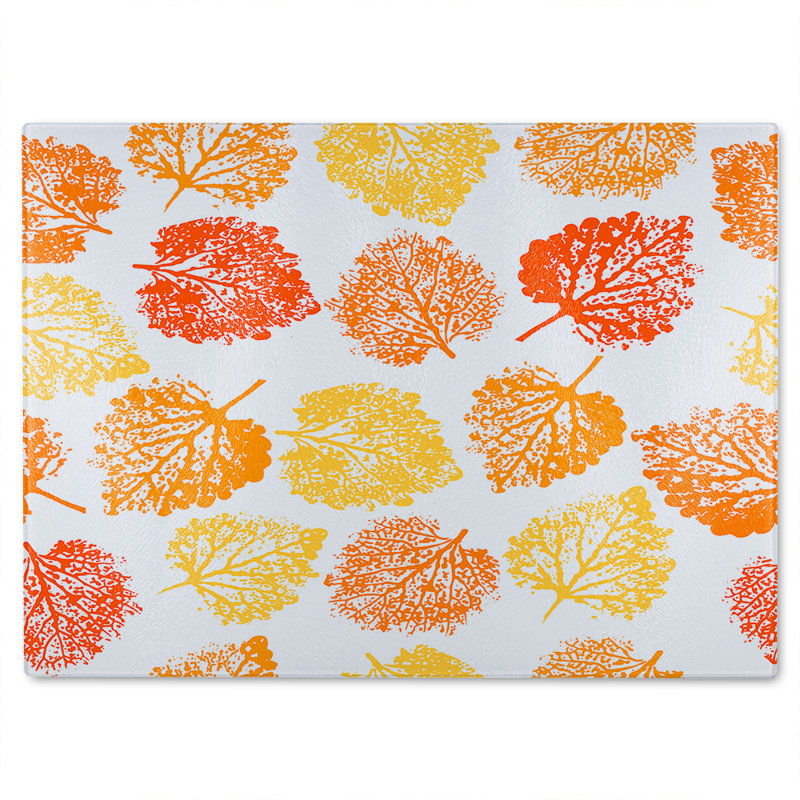 Hand Drawn Boho Spring Glass Chopping Board, 40cm L x 28cm W