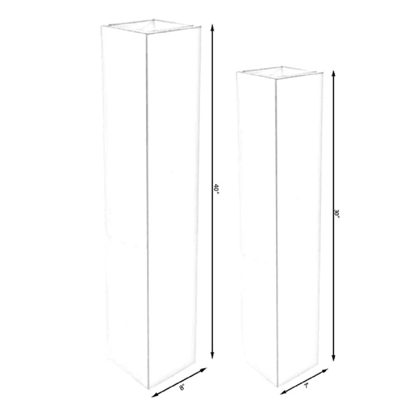 Ensemble de vases de plancher en bois 2 pièces 40 ", Blanc