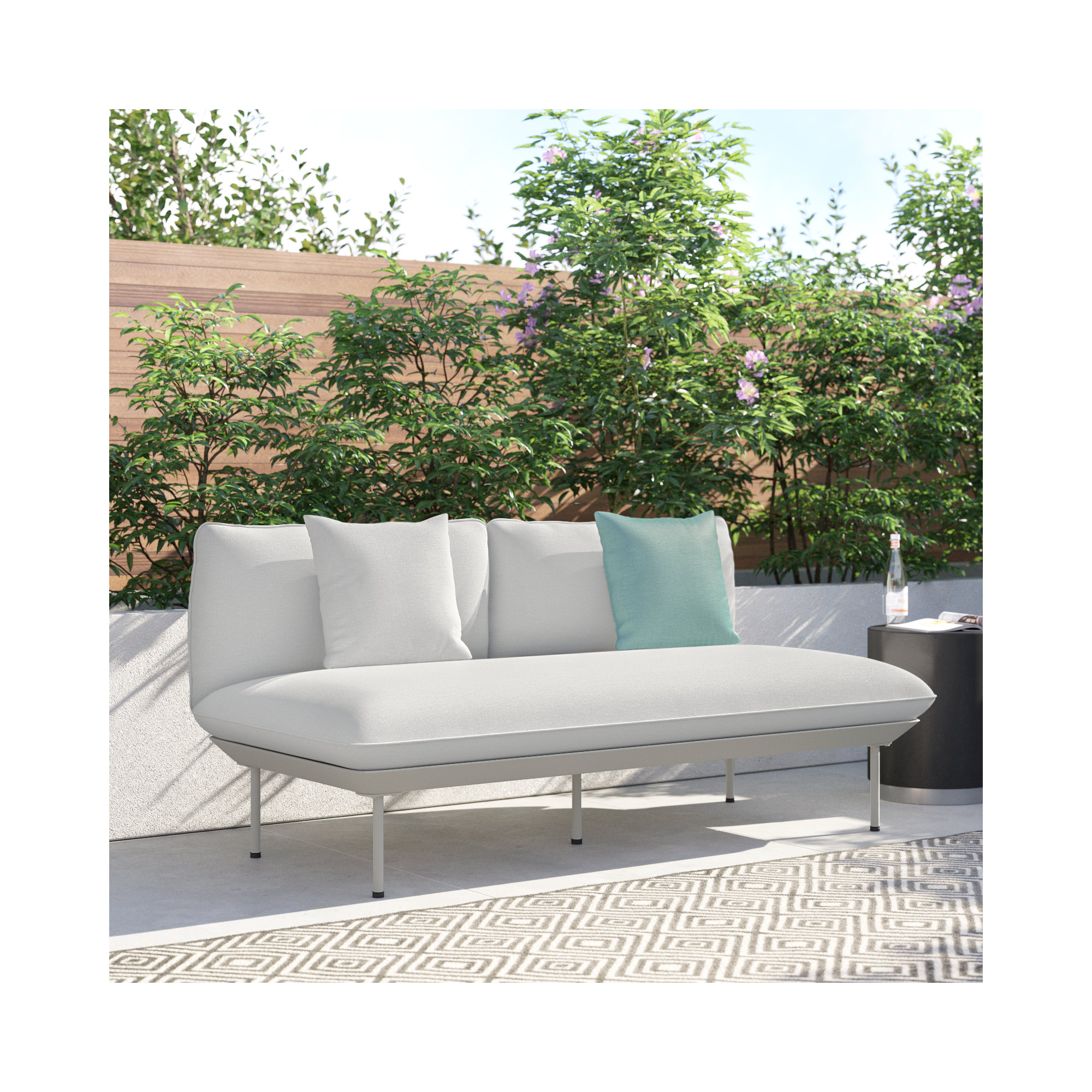 65.5'' Wide Aluminum Loveseat with Cushions, Light Gray, Light Gray