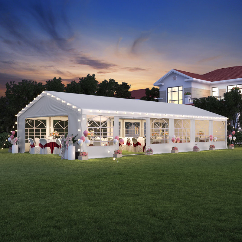 20 ft. W x 40 ft. D Outdoor Galvanized Steel Party Tent with Storage bags and 4 Sandbags, 20 ft. W x 40 ft. D