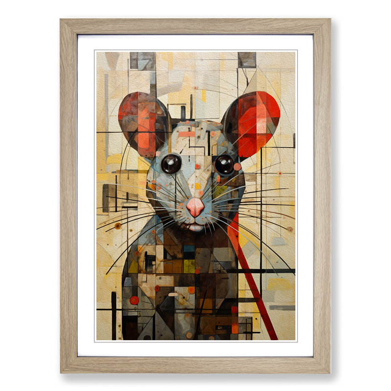 XYZ-FRM-V1223-5413 Rat Constructivism - Single Picture Frame Print on Wood, Oak, 34cm H x 25cm W x 2cm D