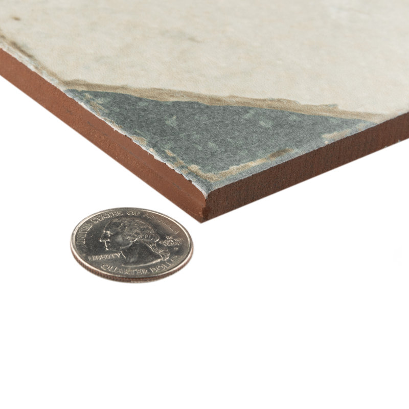 Kings Yard 18" x 18" Ceramic Patterned Wall & Floor Tile, Beige/Blue