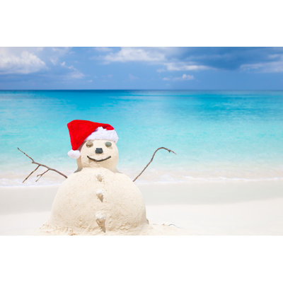 Snowman Made of Sand at Beach by Cdwheatley