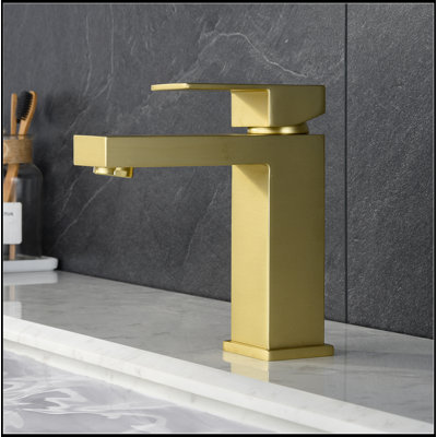 Robinet de salle de bain doré, robinet de salle de bain or brossé pour lavabo de salle de bain, robinet de salle de bain monotrou doré