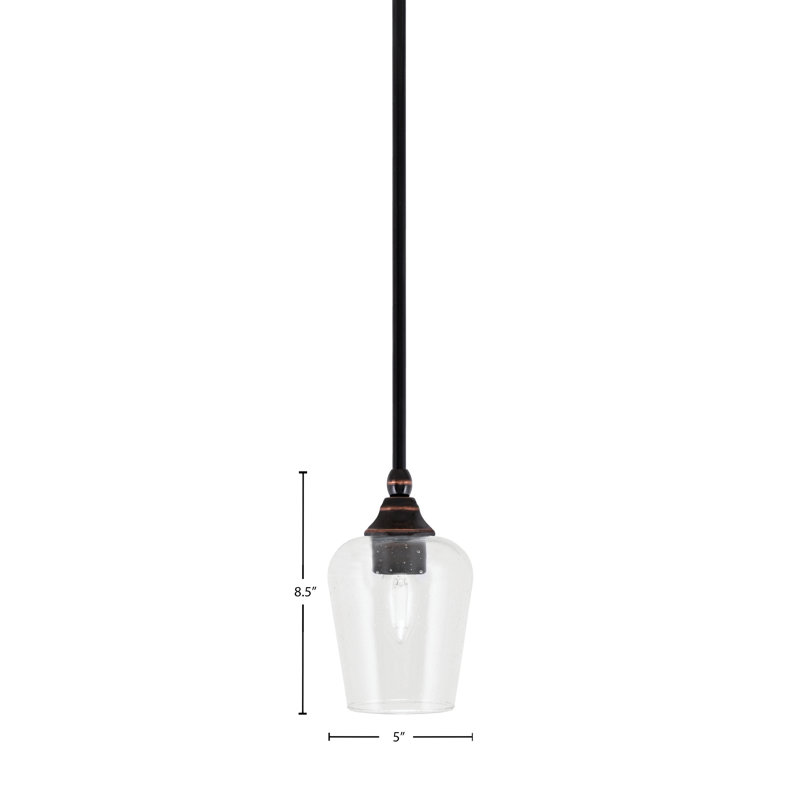 Mini-luminaire suspendu suspendu avec tige en verre noir 5 po