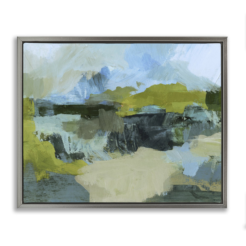 «Expressive Landscape», art mural encadré flottant abstrait par Victoria Barnes, H 25 po x l 31 po
