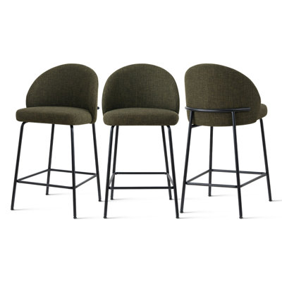 Tabourets de bar rembourrés à hauteur de comptoir moderne avec dossier sculptural incurvé