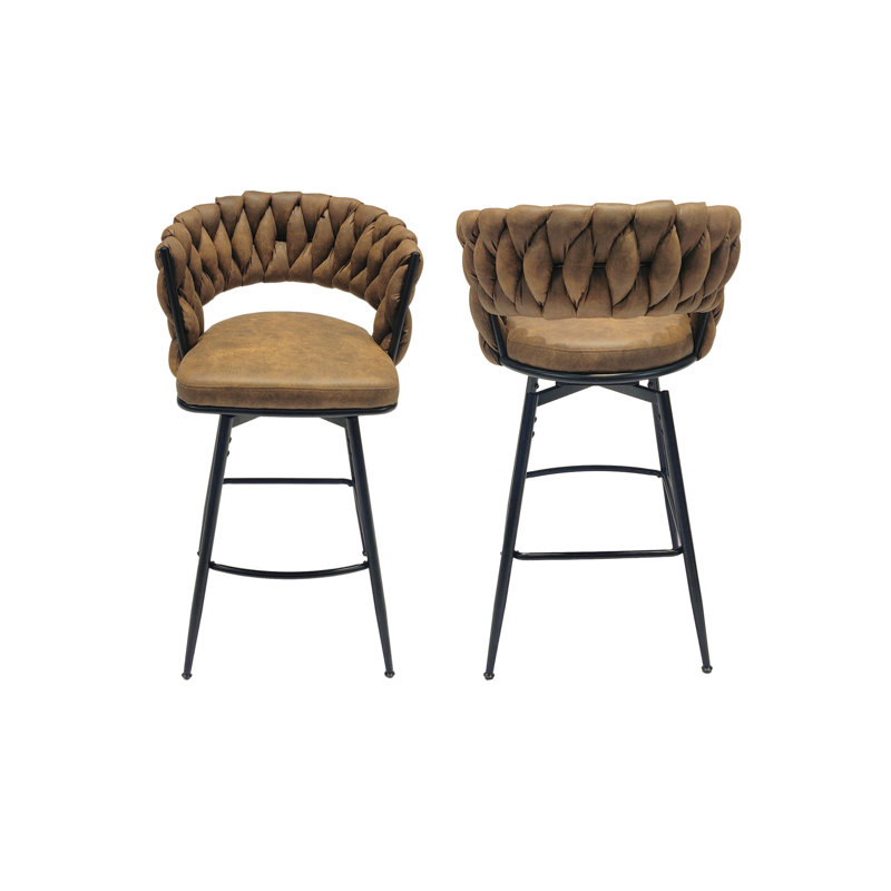 Ensemble de tabouret de bar rotatif en cuir tressé l 18,5 po x P 18,5 po x H 38,19 po Ruiyaxin