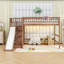 Lit mezzanine en bois avec tablettes, glissade et lumière DEL-1696901015-1696901012